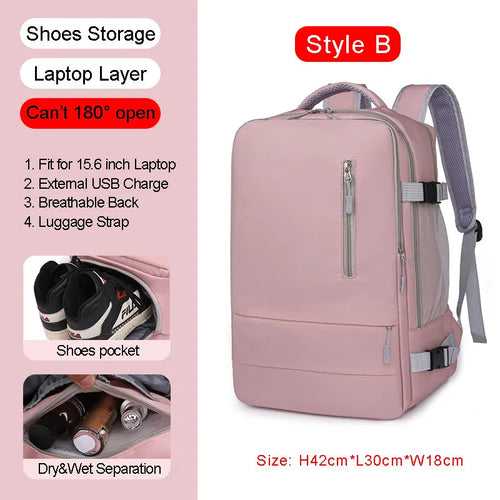 Large Travel Backpack With USB Fits Shoes and 17 Inch Laptop - A Fabventure