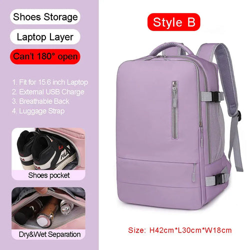 Large Travel Backpack With USB Fits Shoes and 17 Inch Laptop - A Fabventure