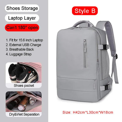 Large Travel Backpack With USB Fits Shoes and 17 Inch Laptop - A Fabventure