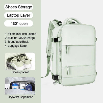 Large Travel Backpack With USB Fits Shoes and 17 Inch Laptop - A Fabventure