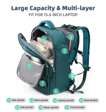 Large Travel Backpack With USB Fits Shoes and 17 Inch Laptop - A Fabventure