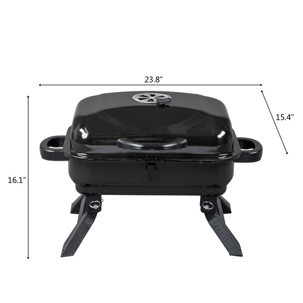 Portable Folding Tabletop Charcoal Grill and Smoker with Lid