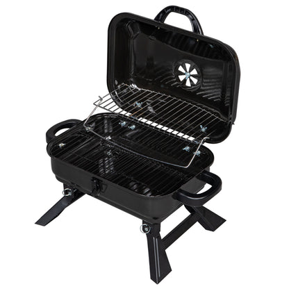 Portable Folding Tabletop Charcoal Grill and Smoker with Lid