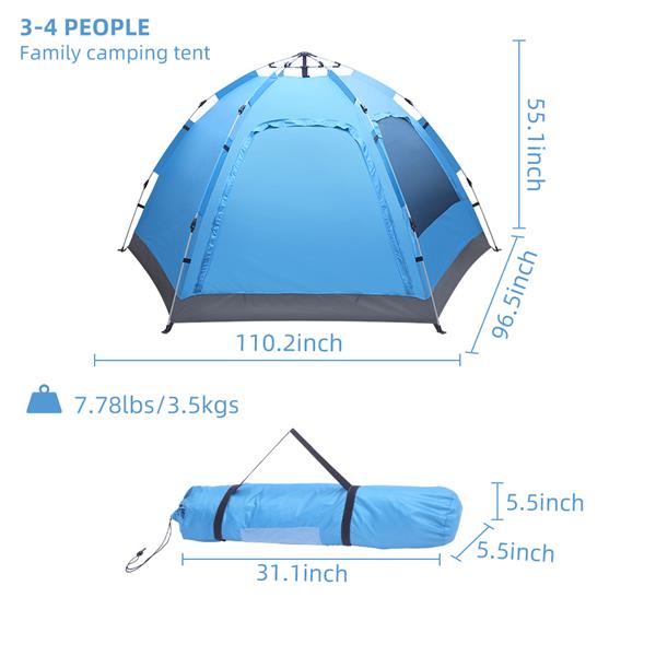 Automatic Instant Pop Up Waterproof Family Tent for Camping Hiking